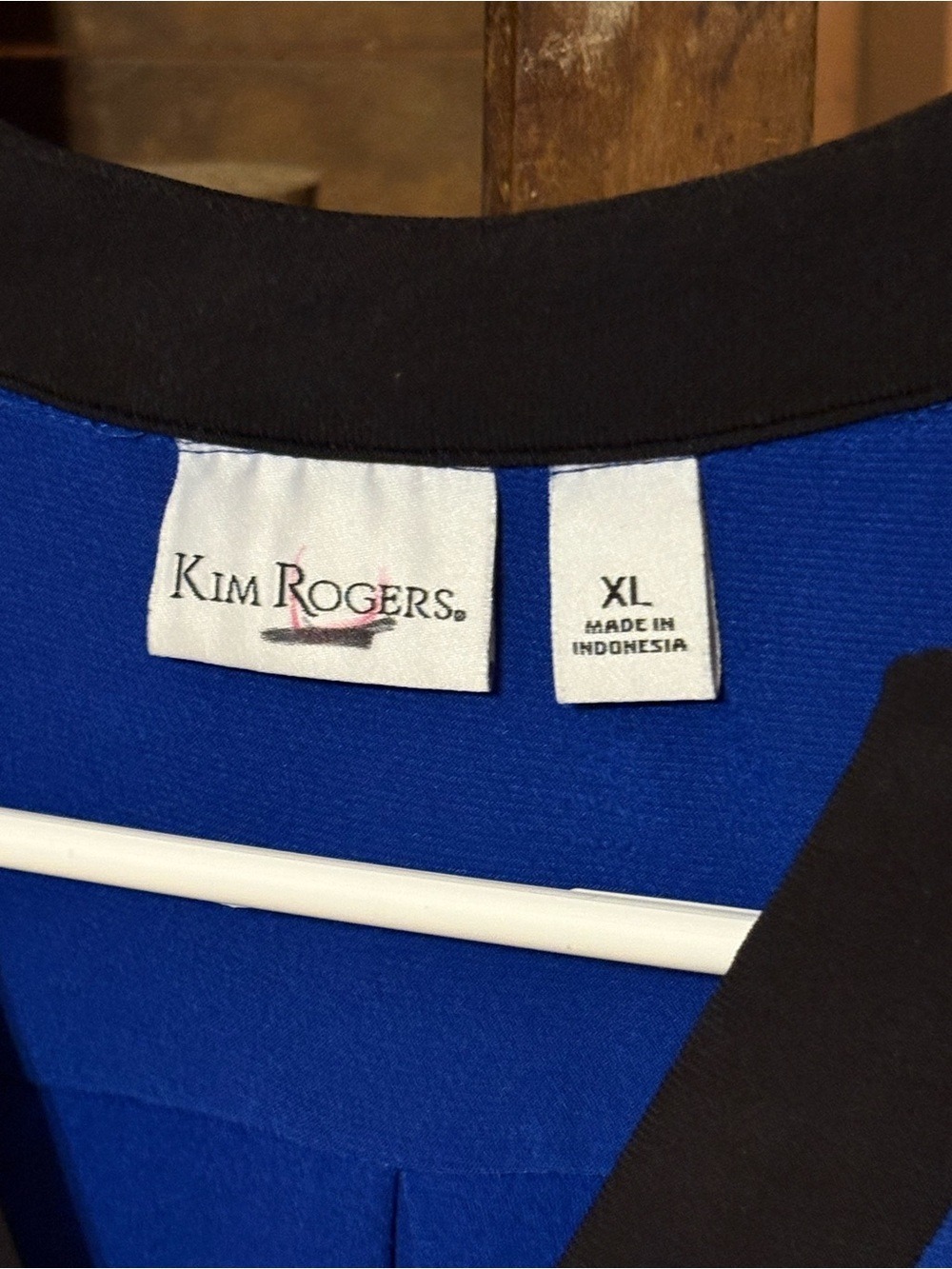Kim Rogers Royal Blue & Black Zip Blouse XL Business Casual Office Chic - Picture 3 of 8